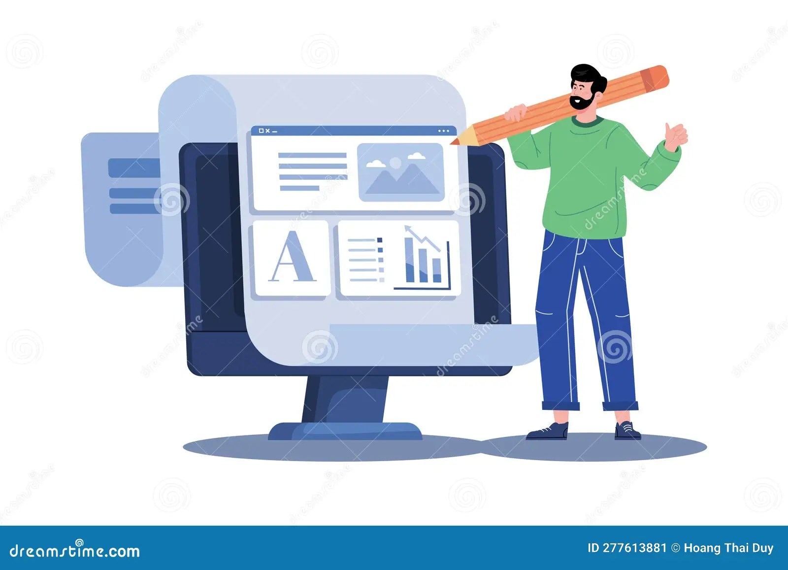 A Search Engine Marketer Manages Ad Campaigns Stock Vector