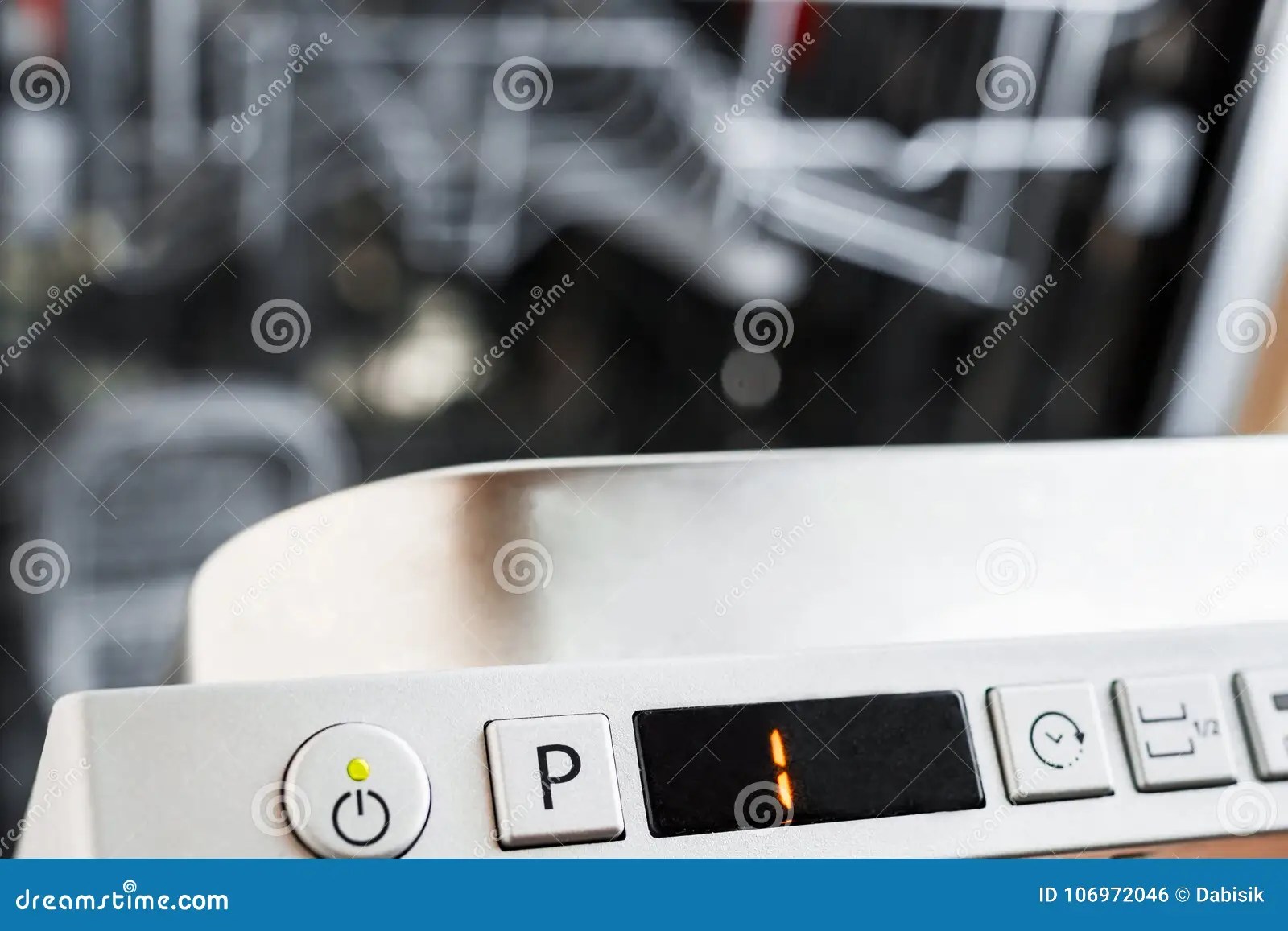 The Control Panel of the Dishwasher. Select the Program for Dish Stock
