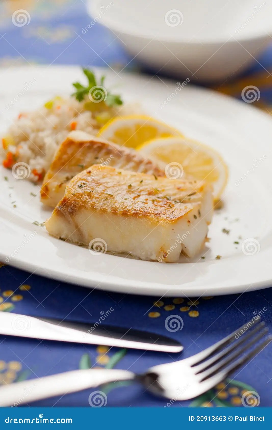 Cooked cod fish stock image. Image of meal, baked, plate 20913663