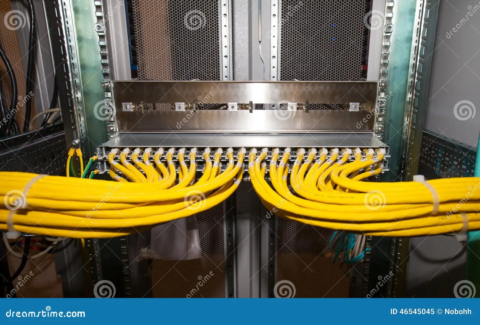 Copper Network Patch Panel In A Data Center Stock Photo Image 46545045