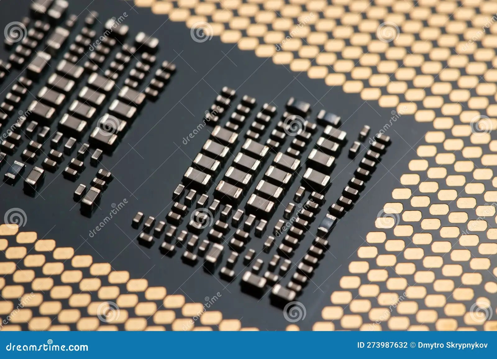 Cpu Gold Pins Microchip Processor Computer Component Technology. Macro