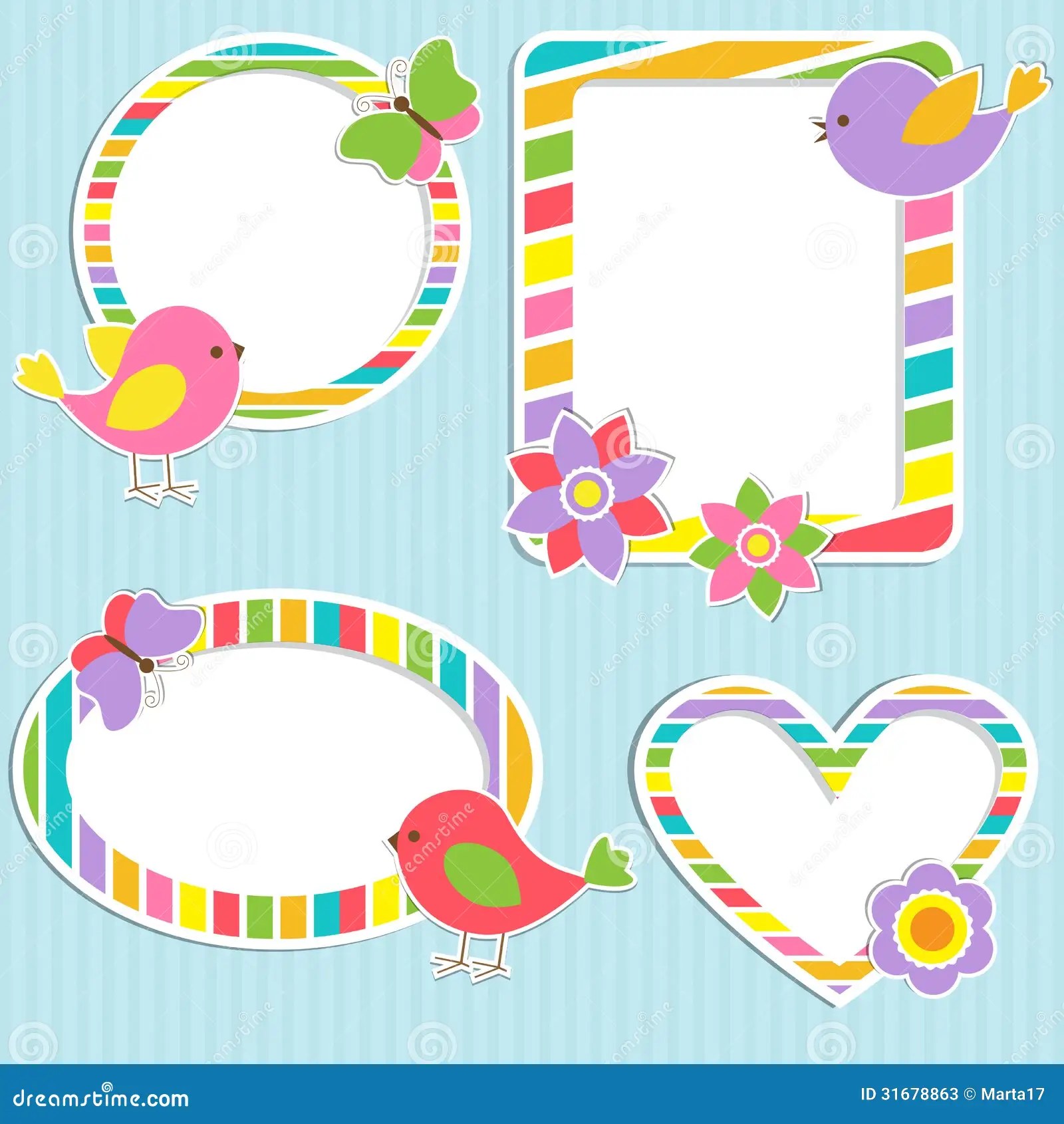 Cute frames stock vector. Illustration of floral, blue 31678863