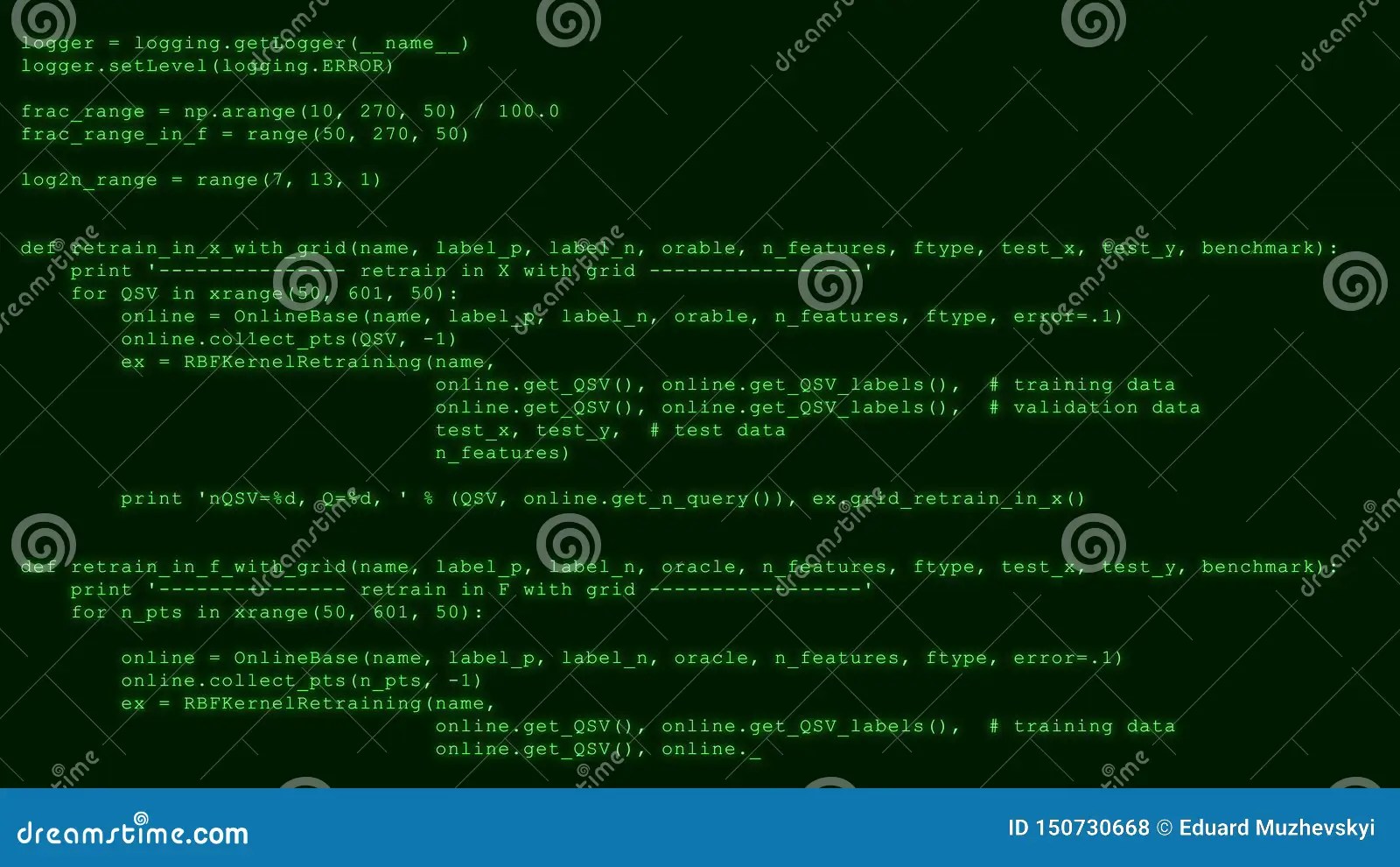 3D Hacking Code Data Flow Stream on Green. Screen with Typing Coding