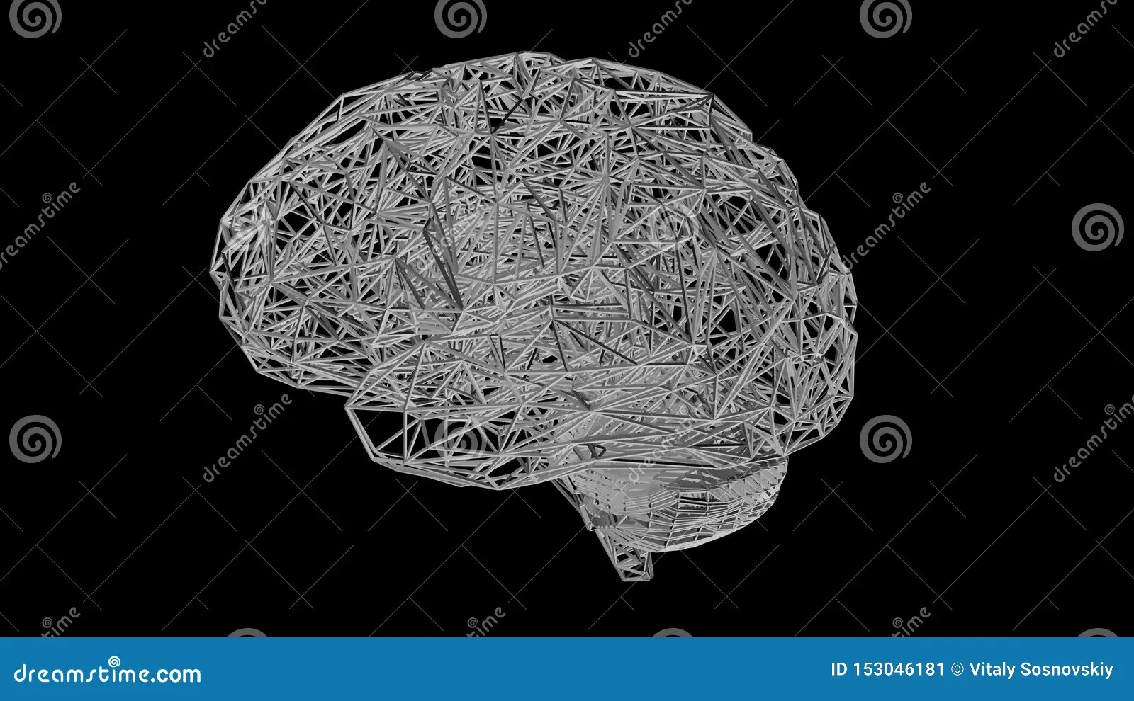 3D Rendering Of Computer Model Of Human Brain And Artificial