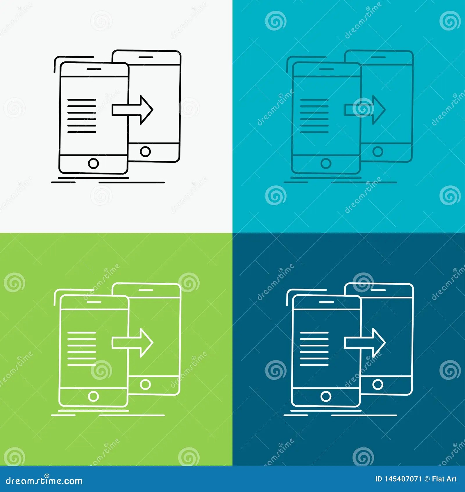 Data, Sharing, Sync, Synchronization, Syncing Icon Over Various