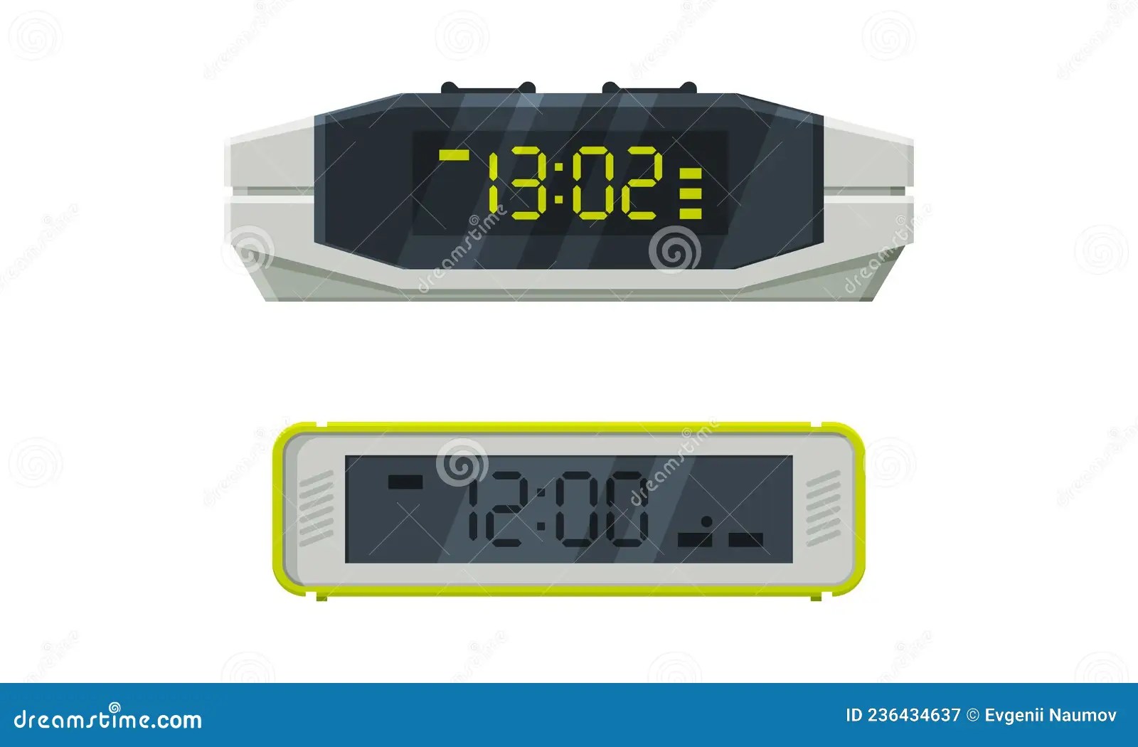 Digital Clock with Clockwork Mechanism Displaying Time Vector Set Stock
