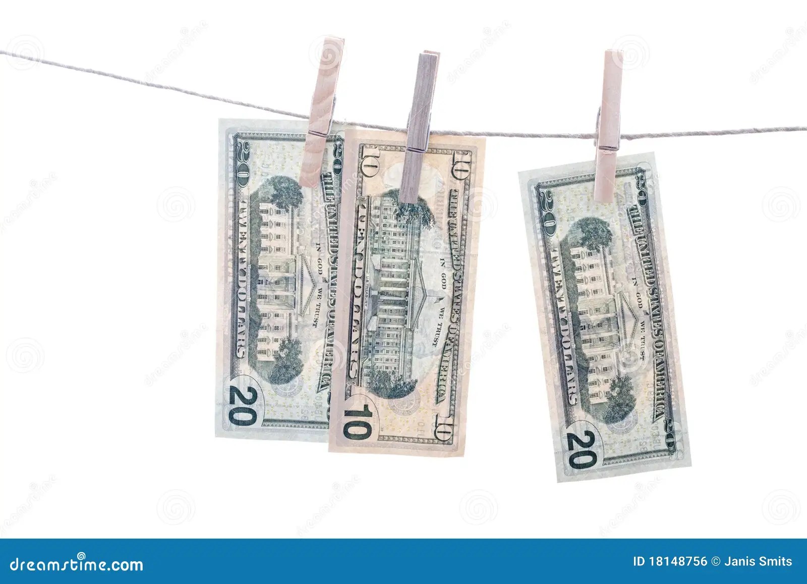 Dollars on string. stock photo. Image of currency, savings 18148756
