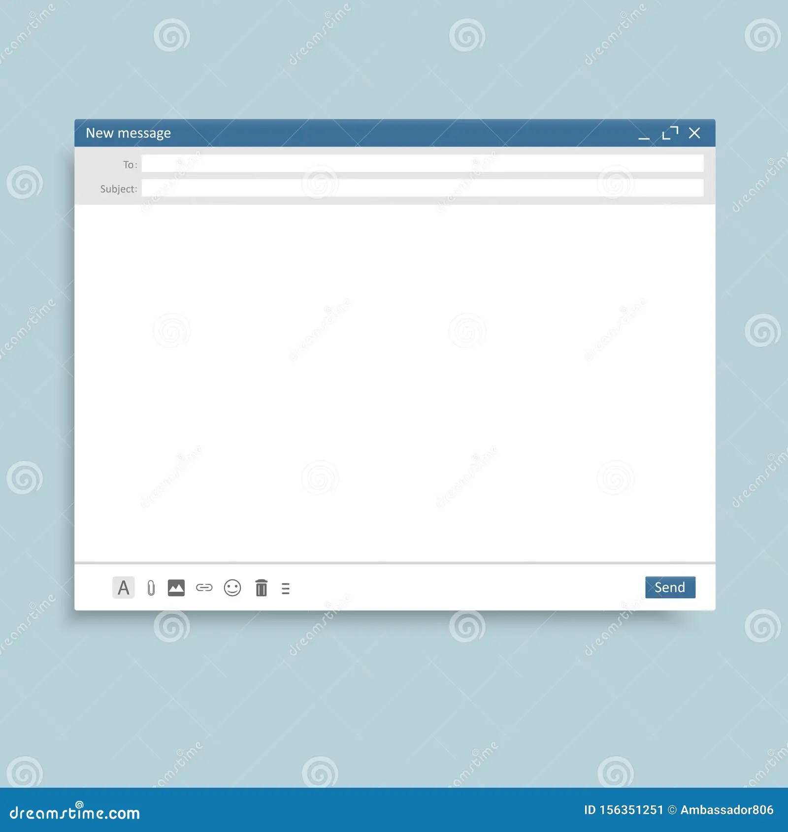 Email Window Interface Template. Mail Message Interface Blank site