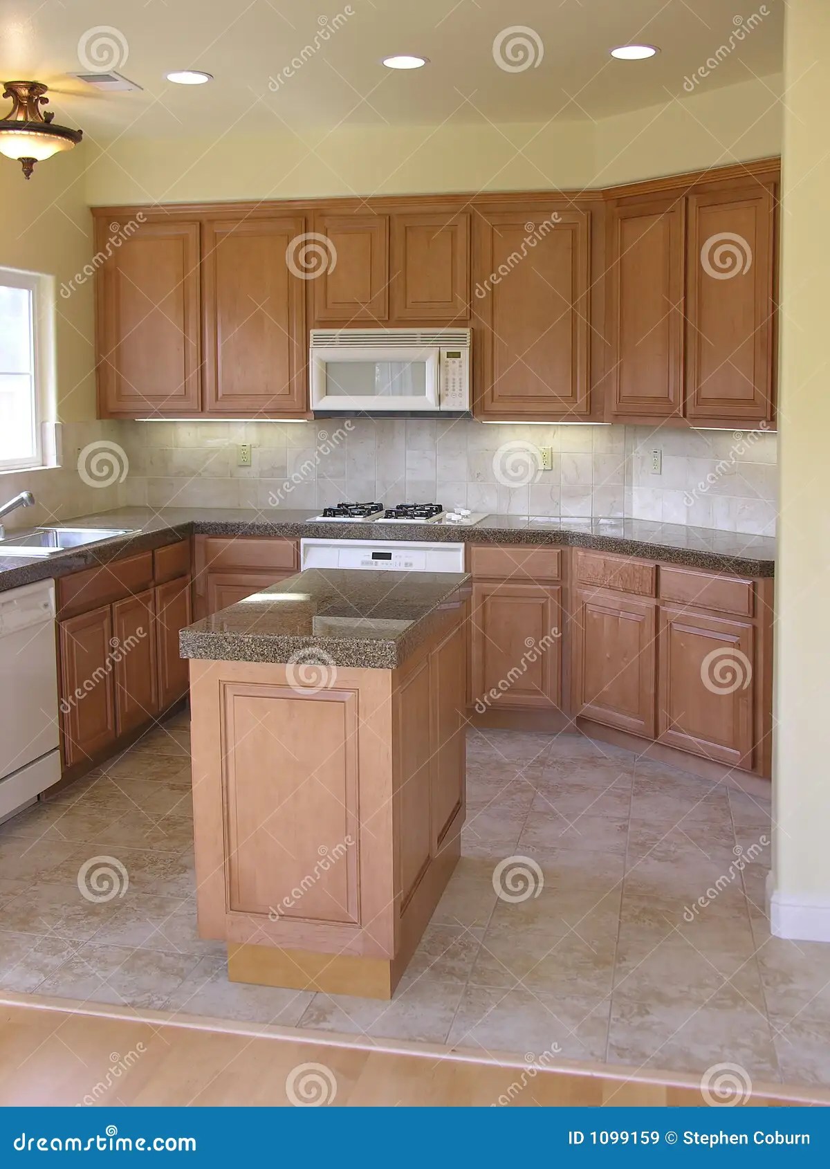 Empty Kitchen stock image. Image of sink, oven, 1099159