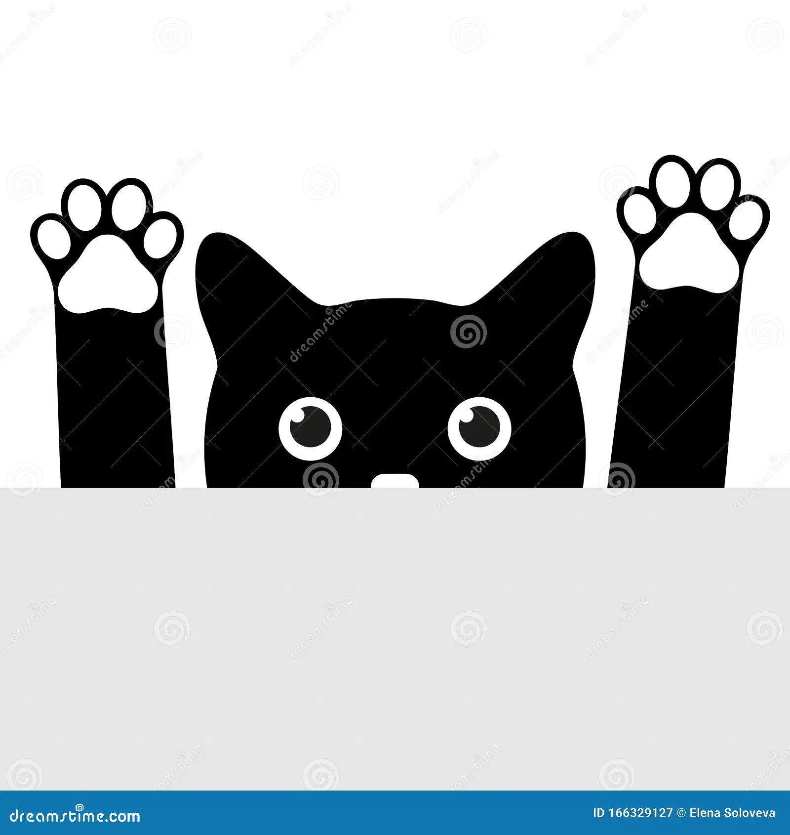 Illustration of a Cute Black Cat with Raised Paws Stock Vector