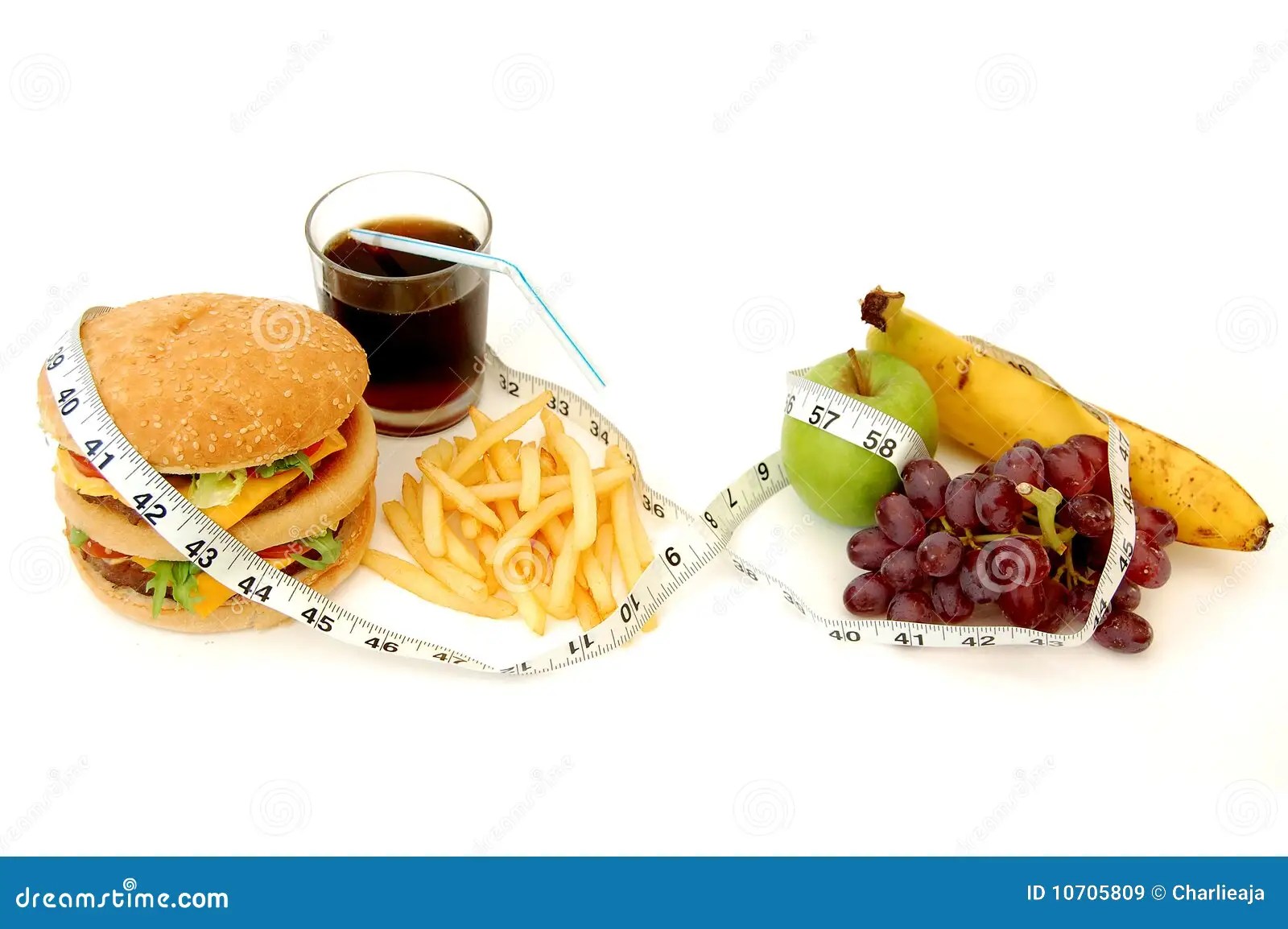 Gesund oder ungesund? stockbild. Bild von trauben, banane 10705809