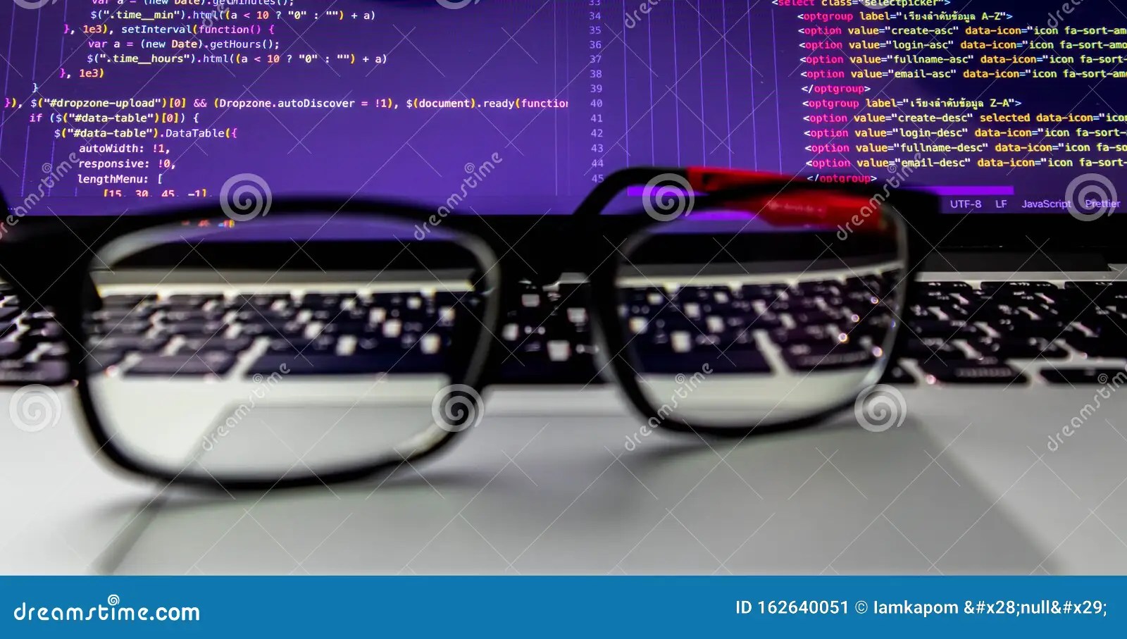 Glasses Placed on the Laptop Editorial Photo Image of language