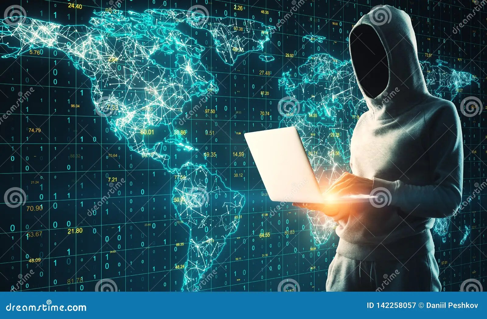 Global Network and Hacking Concept Stock Image Image of grid, laptop