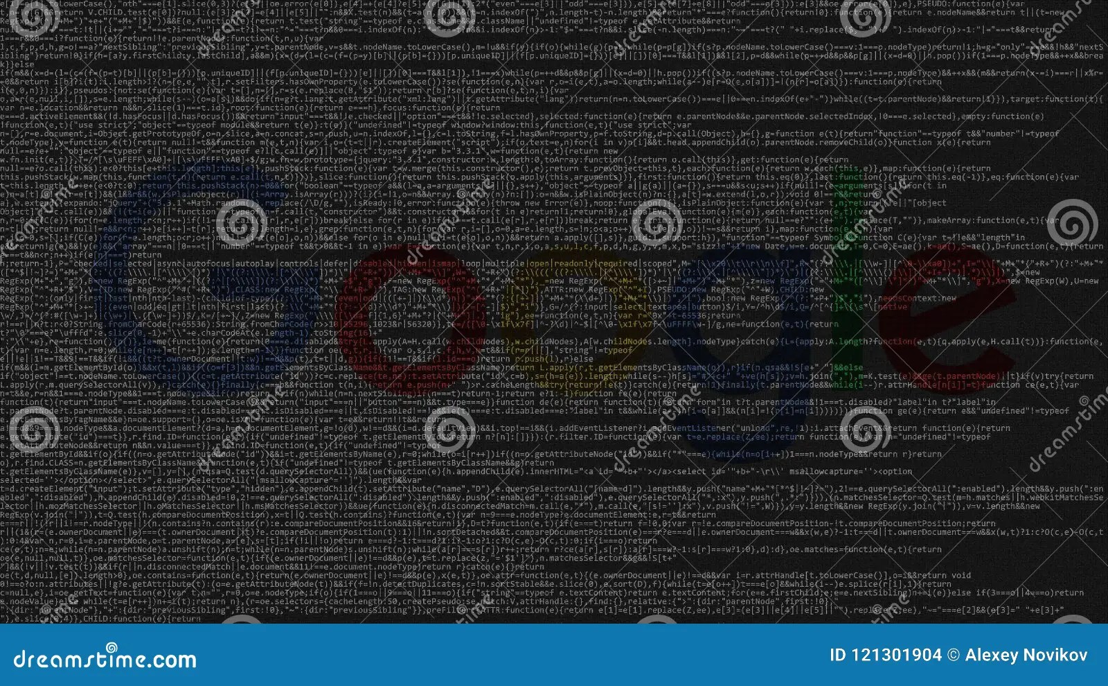 Google Logo Made of Source Code on Computer Screen. Editorial 3D