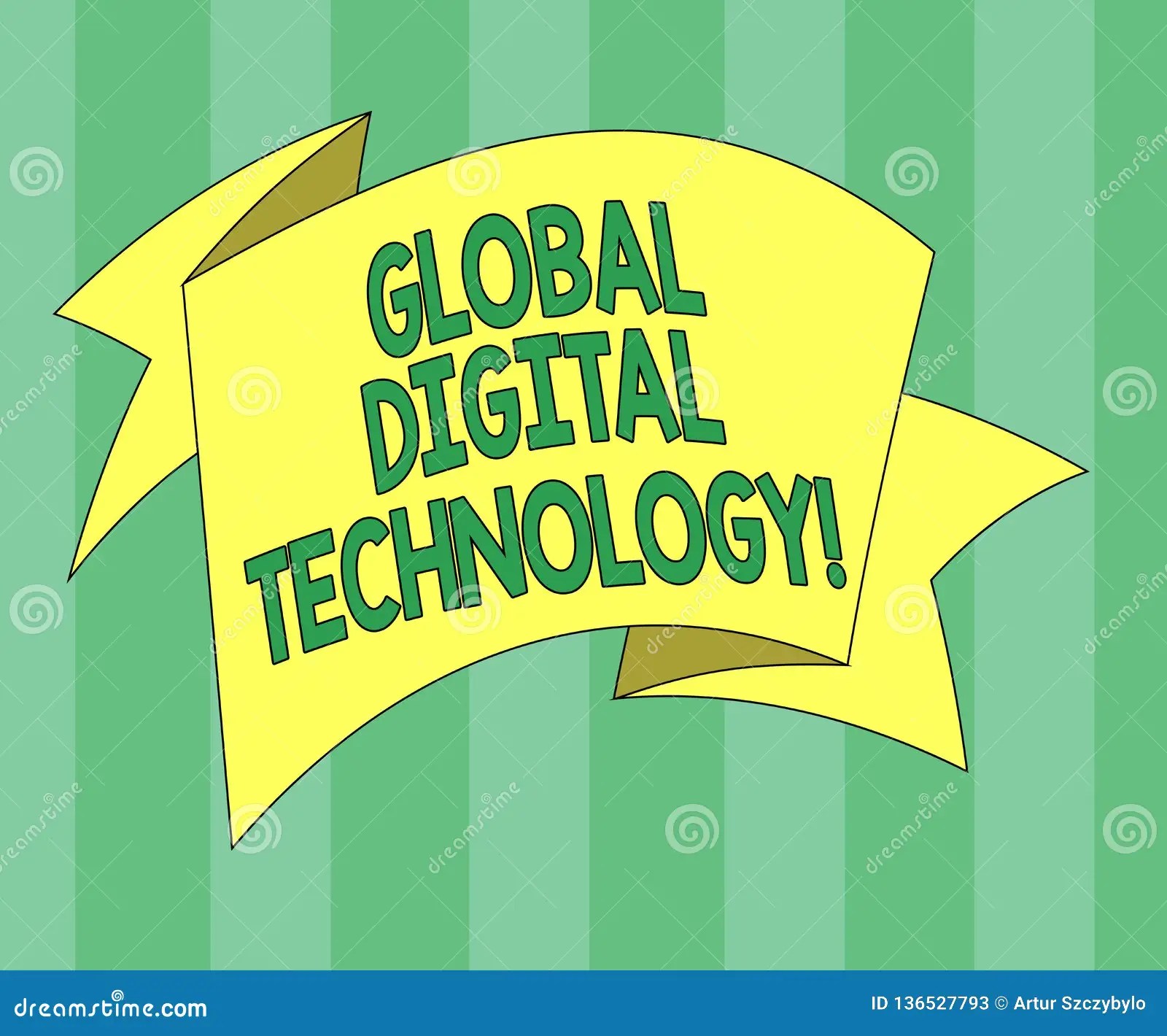 Handwriting Text Global Digital Technology. Concept