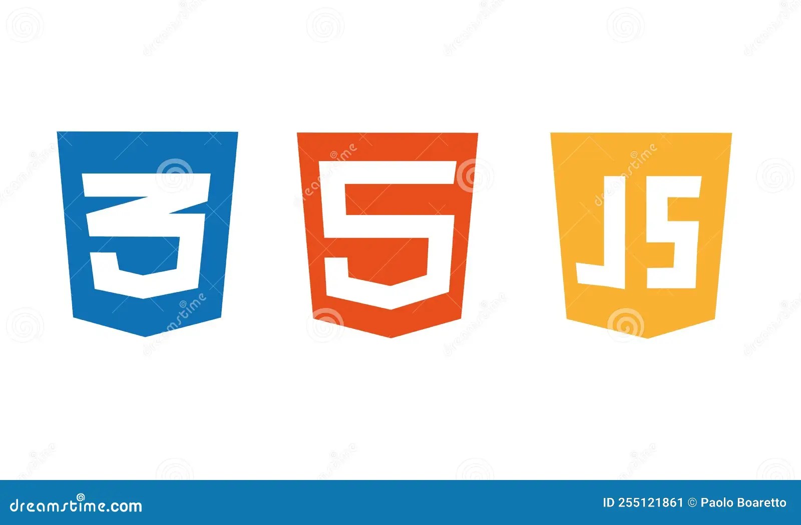 HTML5 CSS3 JS Icon Set.  Development Logo Icon Set of Html, Css and