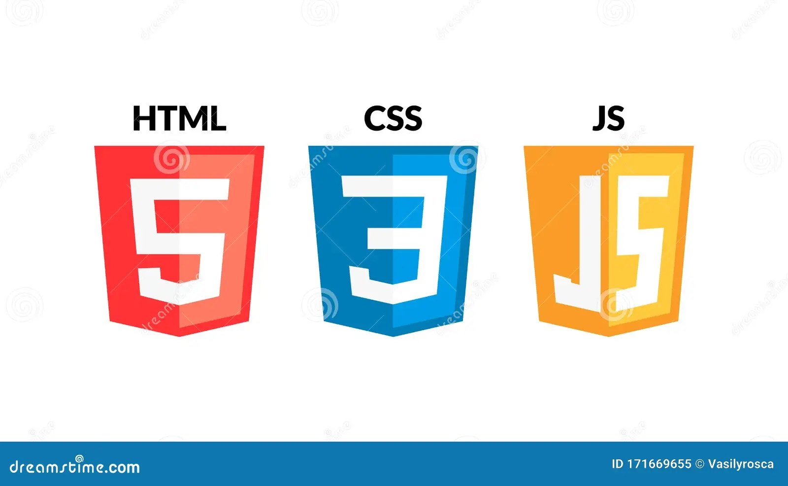 HTML5 CSS3 JS Icon Set.  Development Logo Icon Set of Html, Css and Javascript, Programming