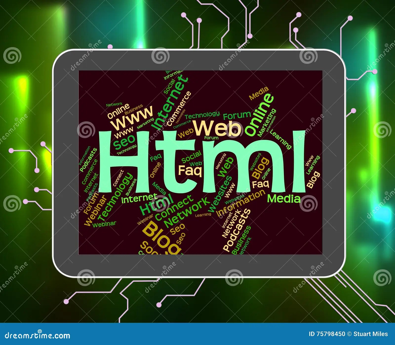 Html Word Indicates World Wide  and Code Stock Illustration
