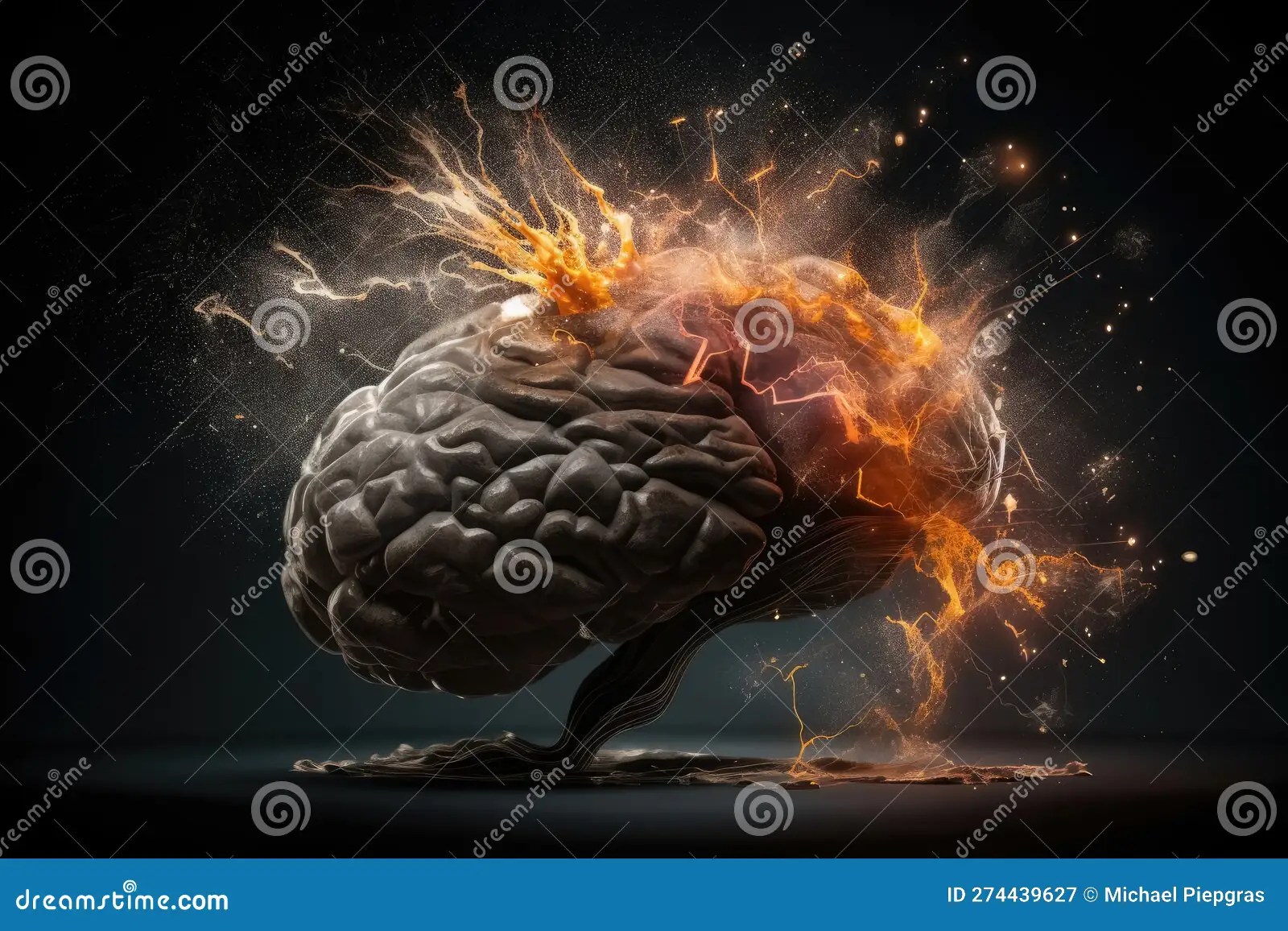 A Human Brain Exploding with Knowledge and Creativity Created with