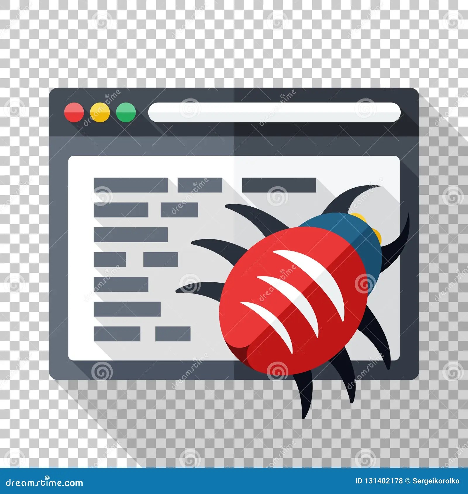 Icon of Software with Bug in the Program Code. Vector Illustration in