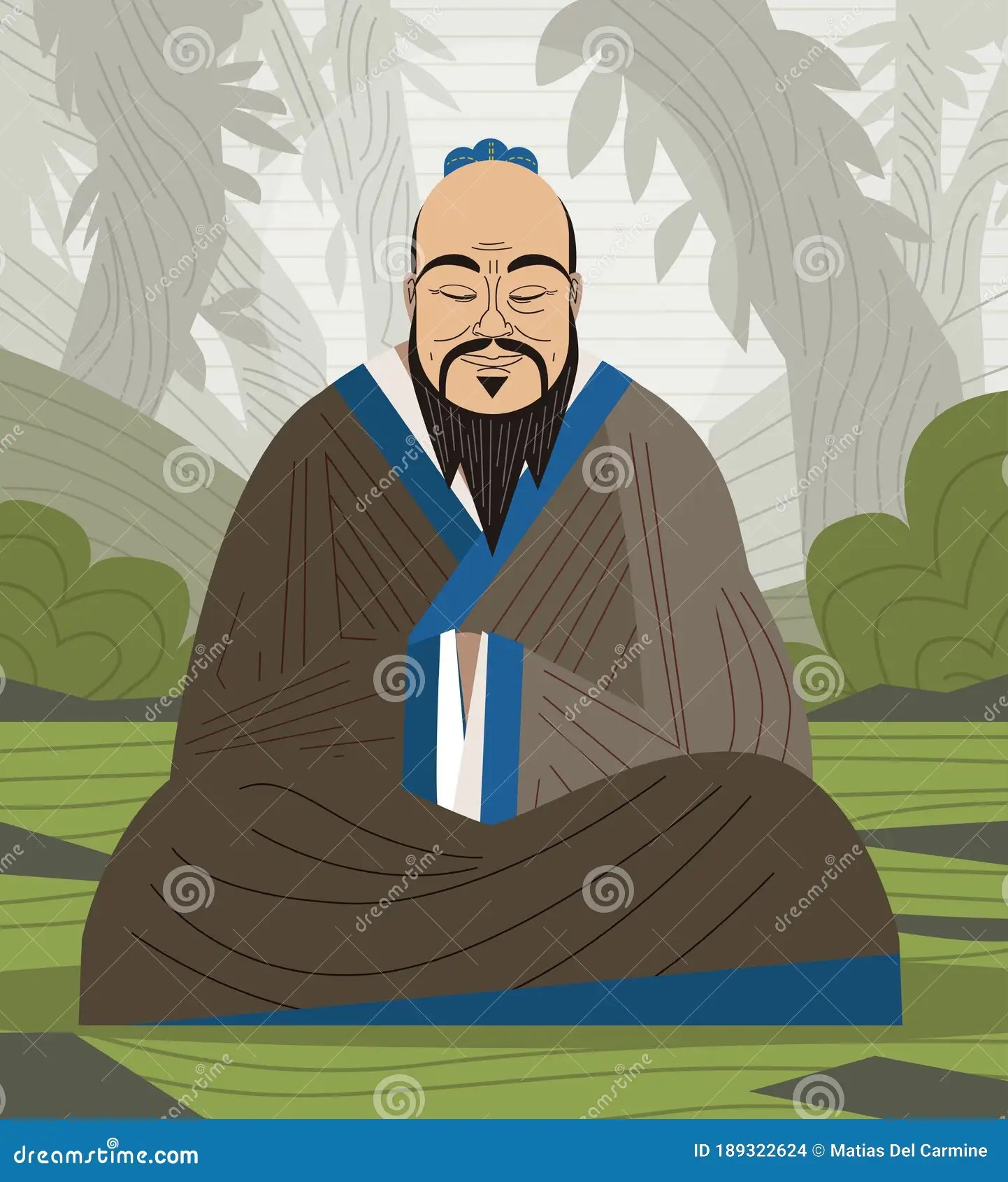 Confucius Vector Portrait In Line Art Illustration 233188301