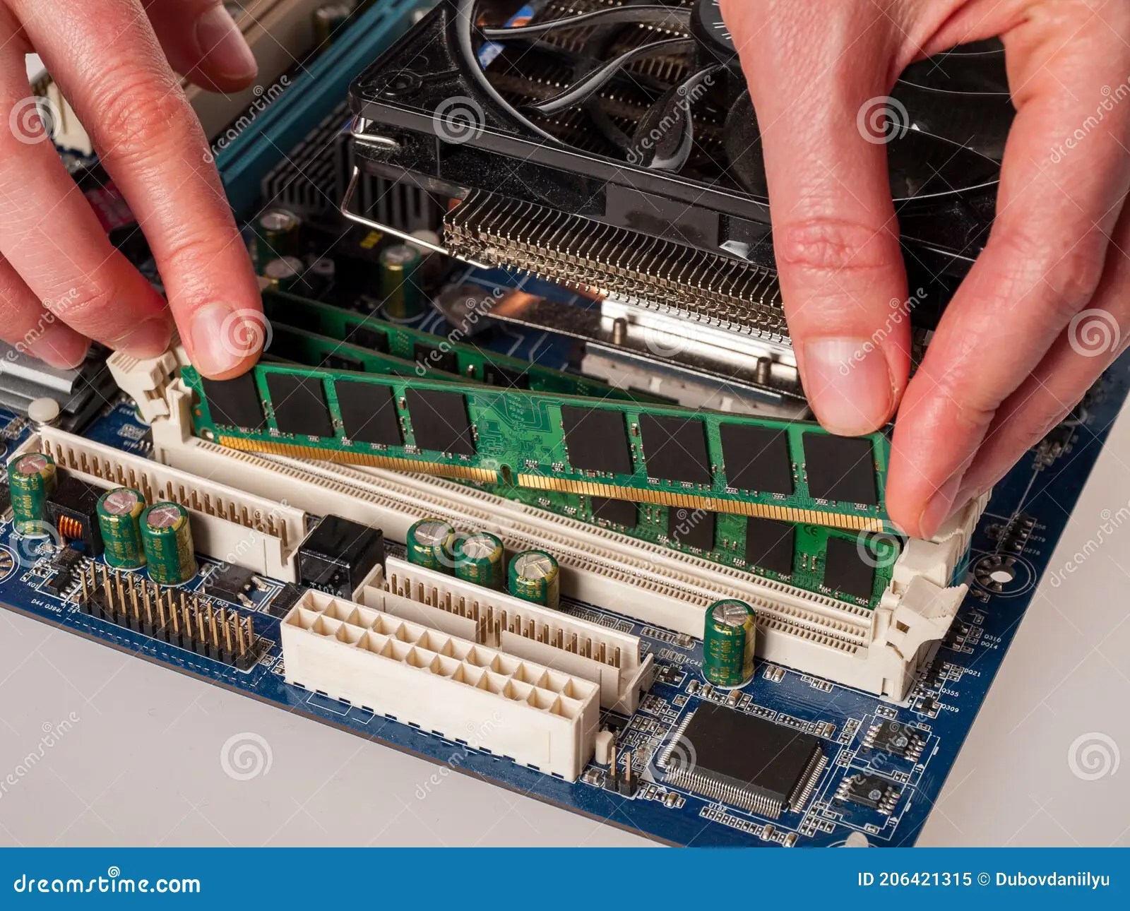 Replacing Of Ram Memory In Laptop Computer. Underside Of The Notebook