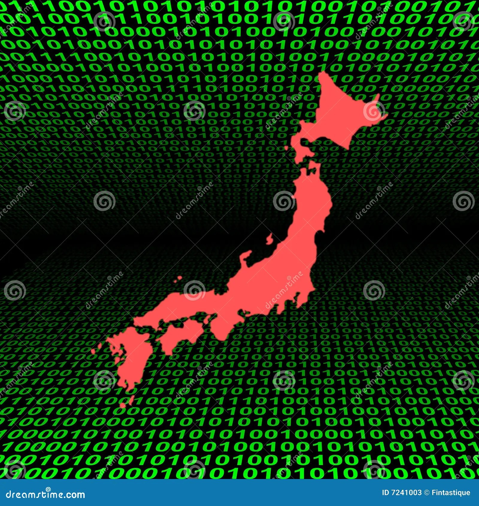 Japan map over binary code stock illustration. Illustration of text