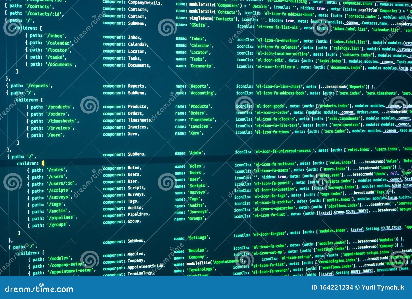 Java Code of  Page. Vue Routes, Java Routes, Vue Js Routes Stock