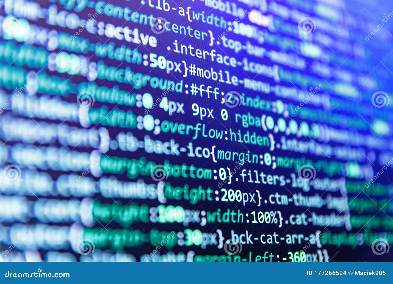 Javascript Code in Bracket Software. HTML5 Concept Macro Backdrop in
