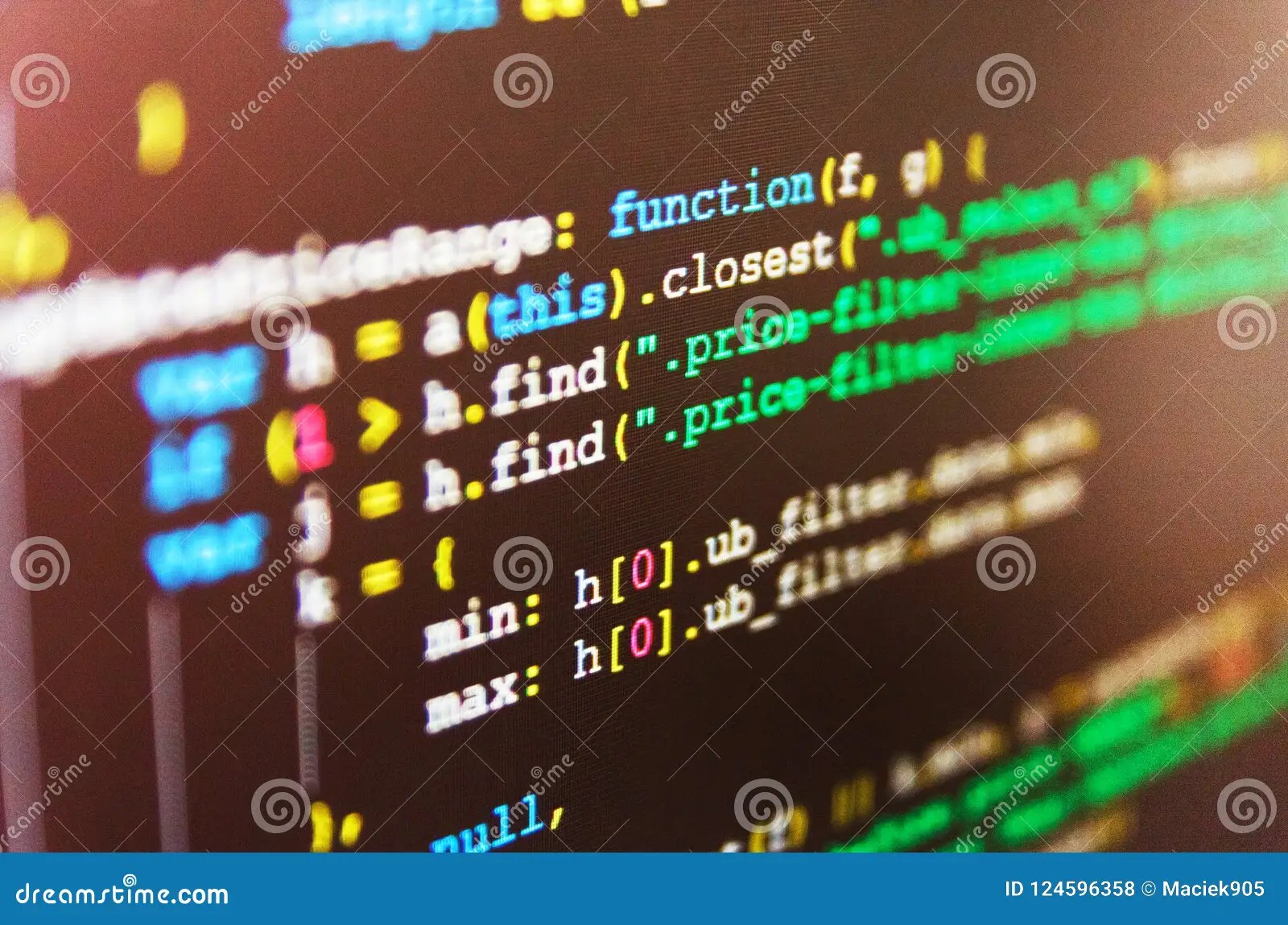 Javascript Code in Bracket Software Stock Photo Image of javascript