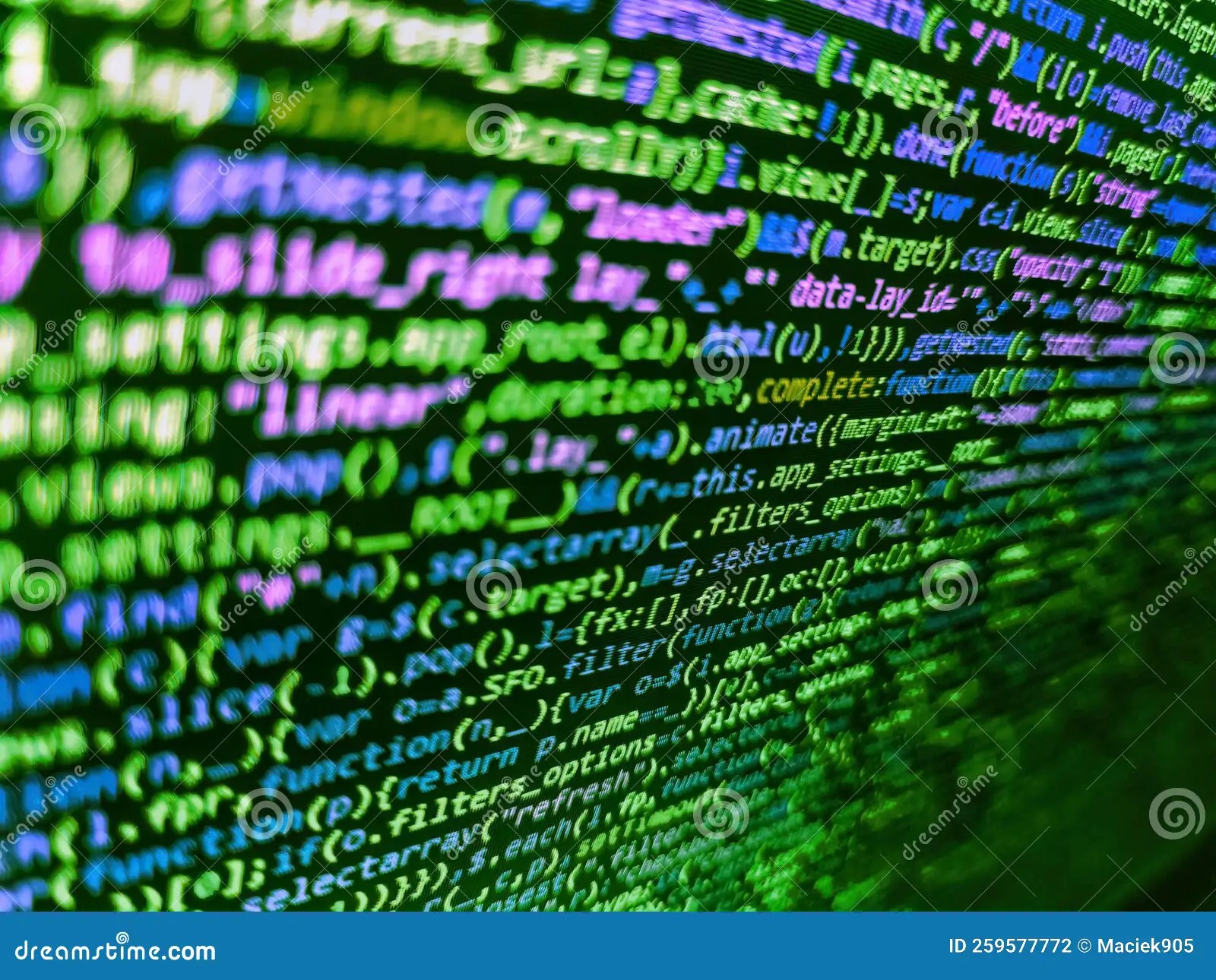 Javascript Functions, Variables, Objects. Programming Code Abstract