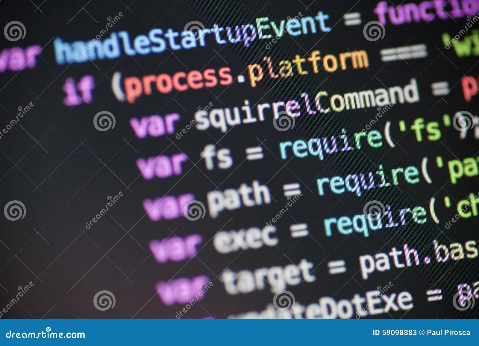 Javascript Node JS code stock image. Image of node, screen 59098883