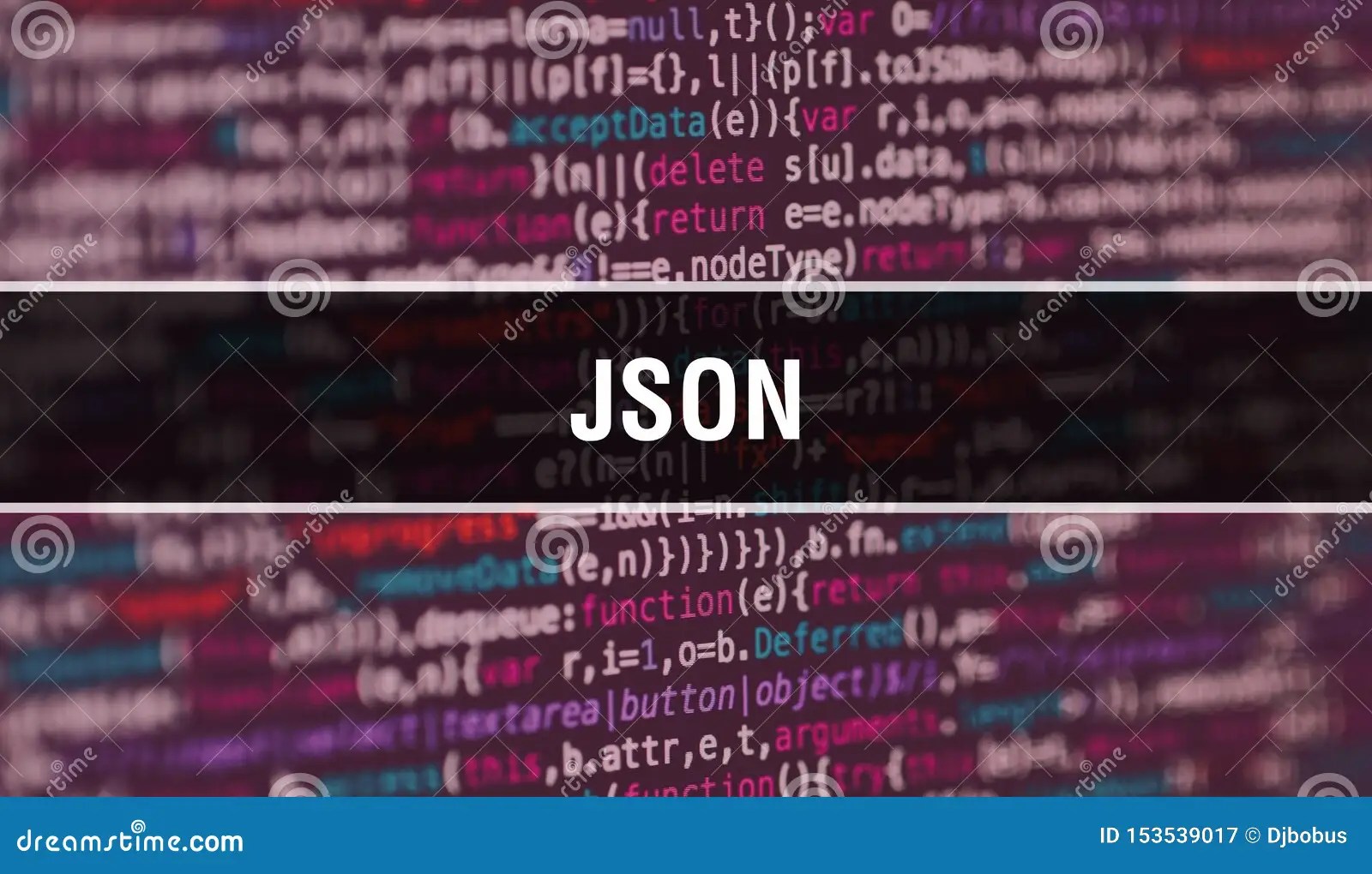 JSON with Abstract Technology Binary Code Background.Digital Binary