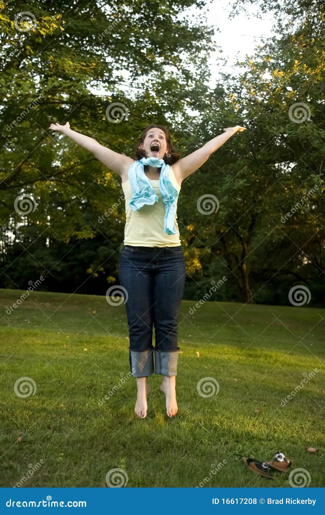 Jumping for Joy stock photo. Image of bare, expressive