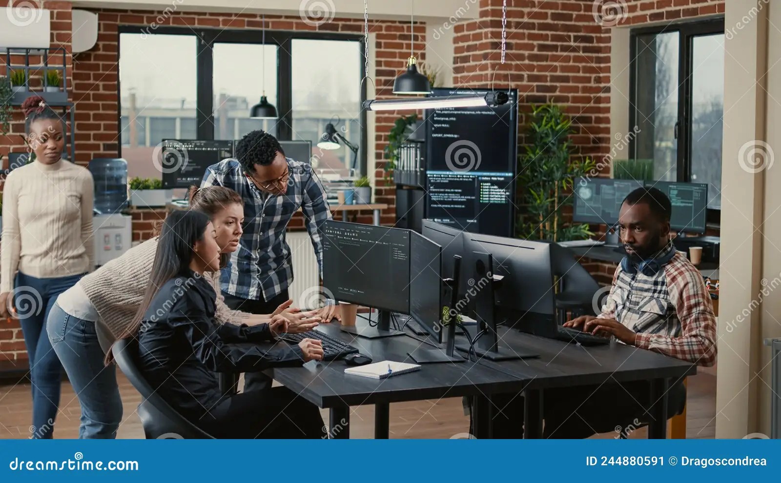 Programmers Collaborating On Group Project Compiling Algorithm For New
