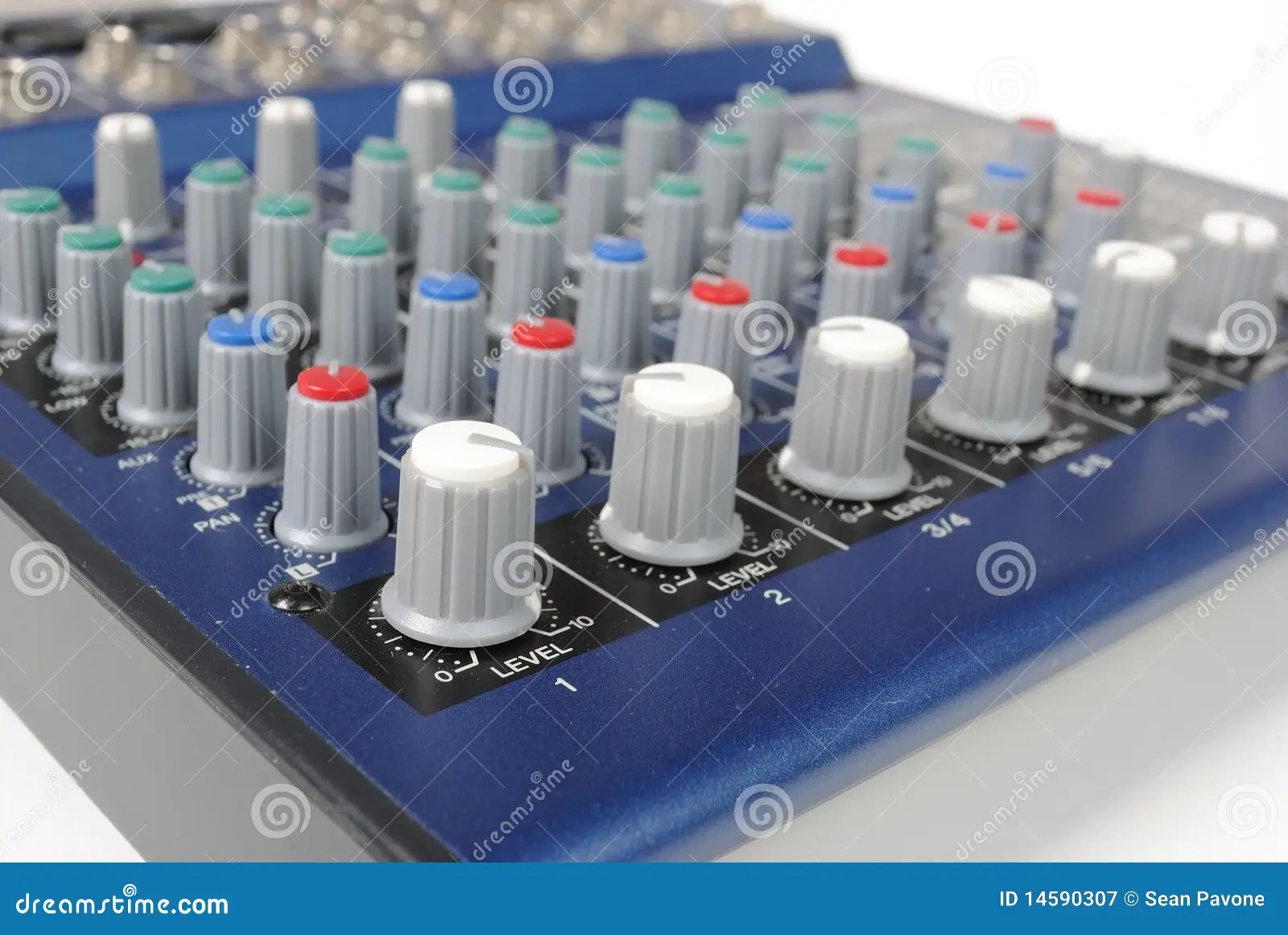 Knobs on Mixing Board stock image. Image of equipment 14590307