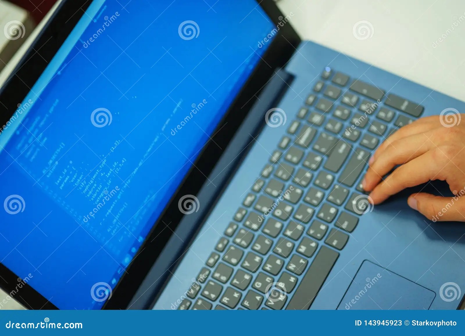 Laptop Screen with Lines of Code. Programmer Writes an Application in