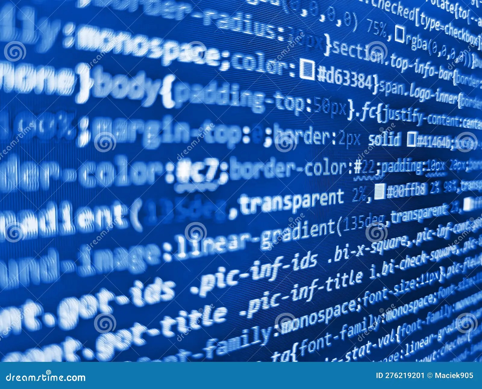 Lines of Css Code Visible. Programmer Typing New Lines of HTML Code