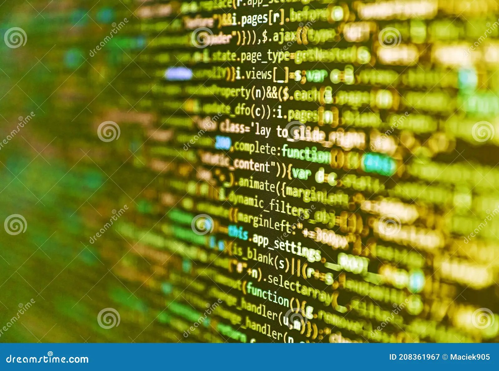 Lines of Html Code Visible. Modern Application Source Abstract