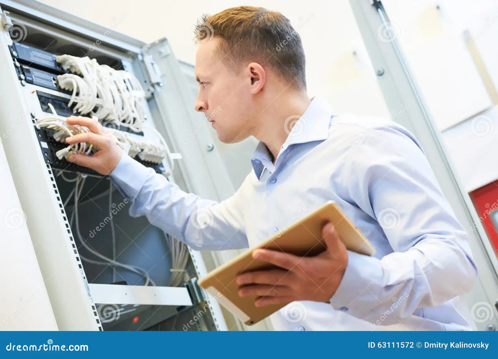 Network Engineer Admin At Data Center Stock Photo Image of datacenter