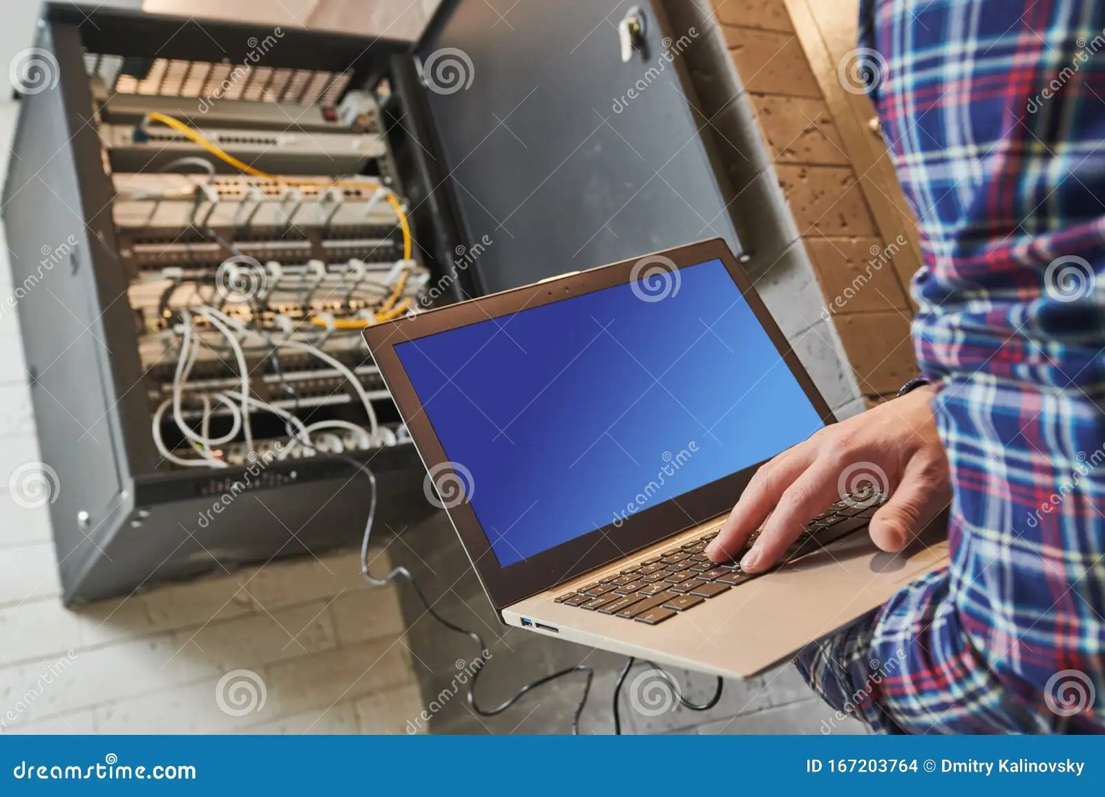 Network Engineer Admin At Data Center Stock Photo Image of networking