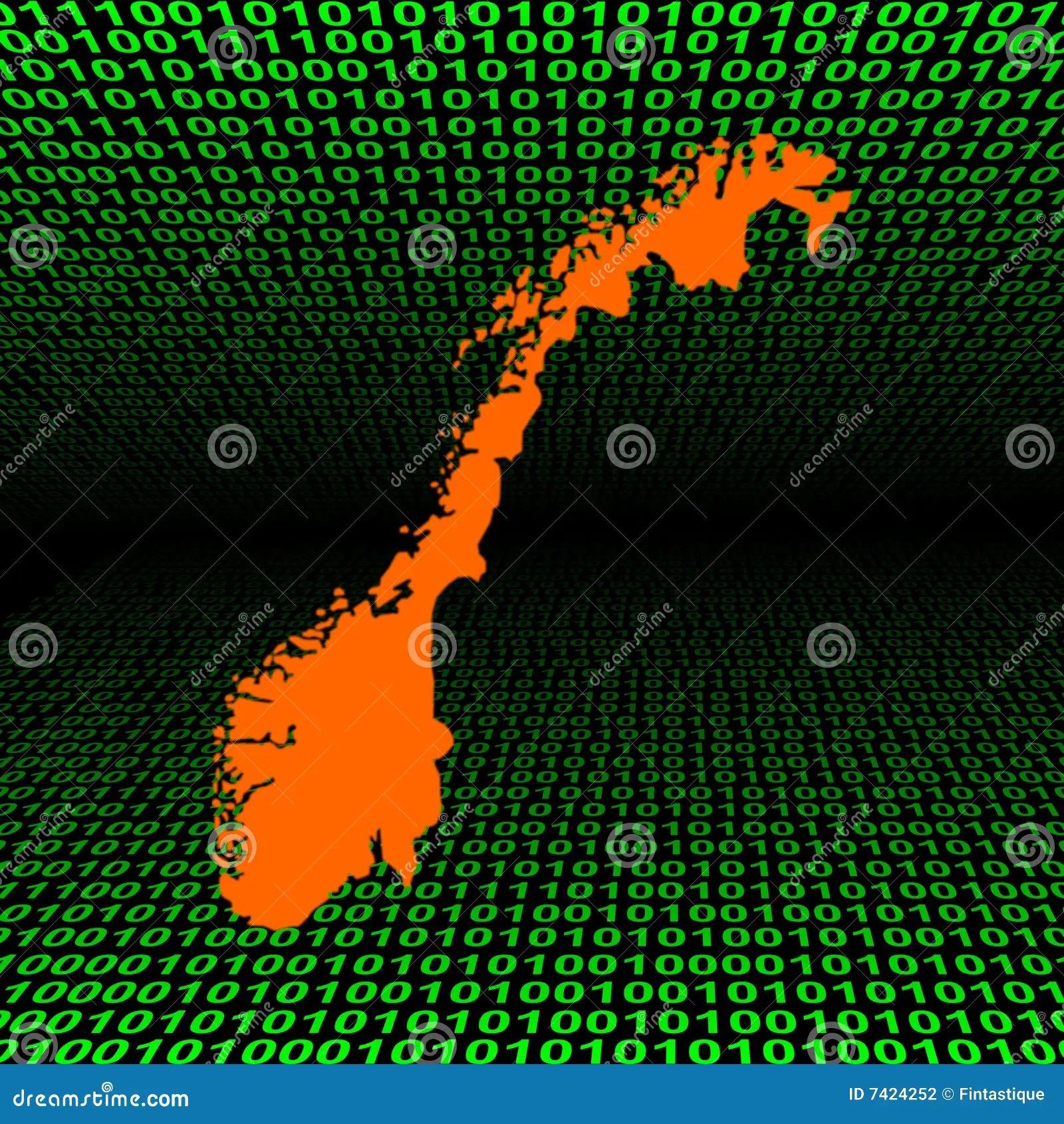 Norway map on binary code stock illustration. Illustration of computing