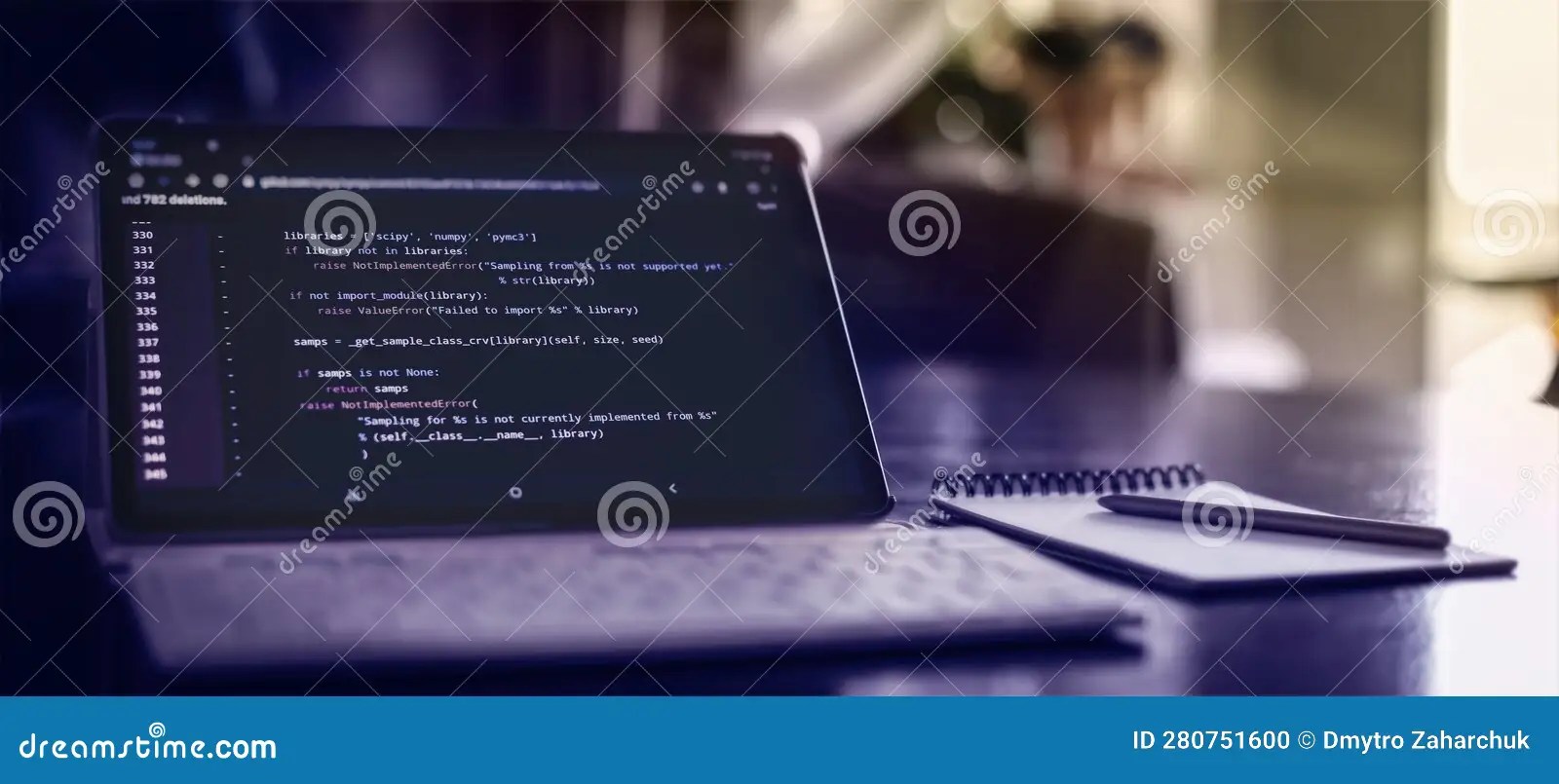 Notebook Closeup Photo. CSS, JavaScript and HTML Usage. Monitor Closeup