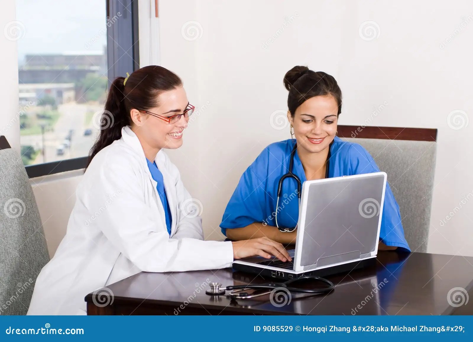 Nurses at work stock image. Image of caucasian, computer 9085529