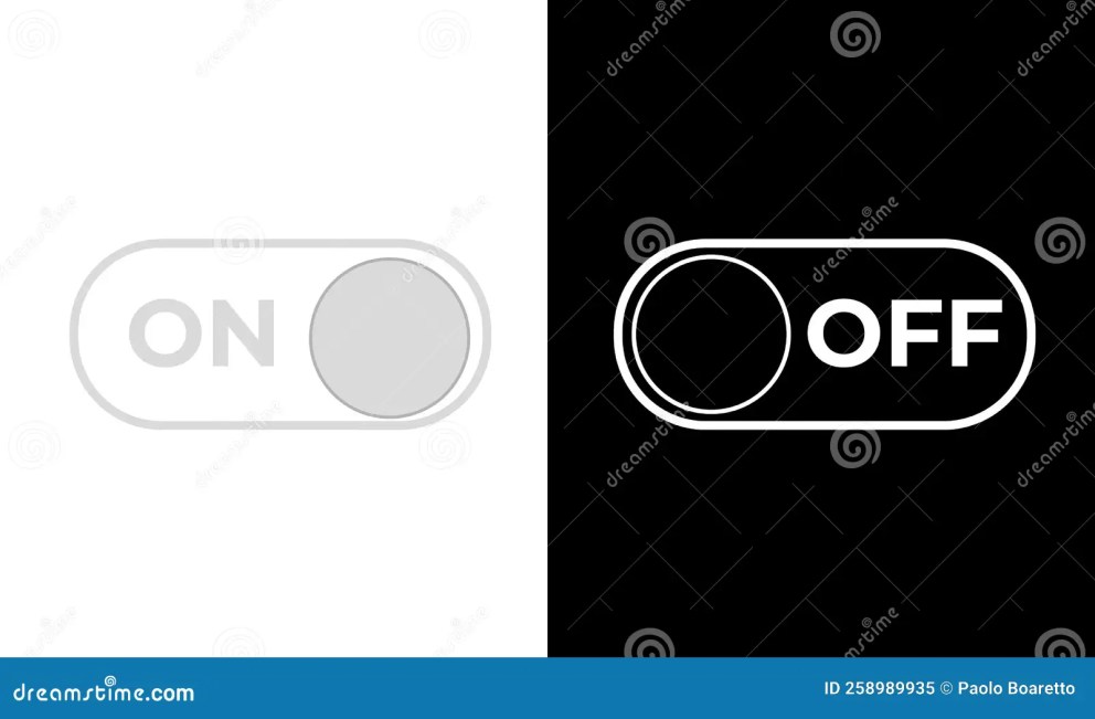 On and Off Toggle Switch Buttons. Material Design Switch Buttons Set