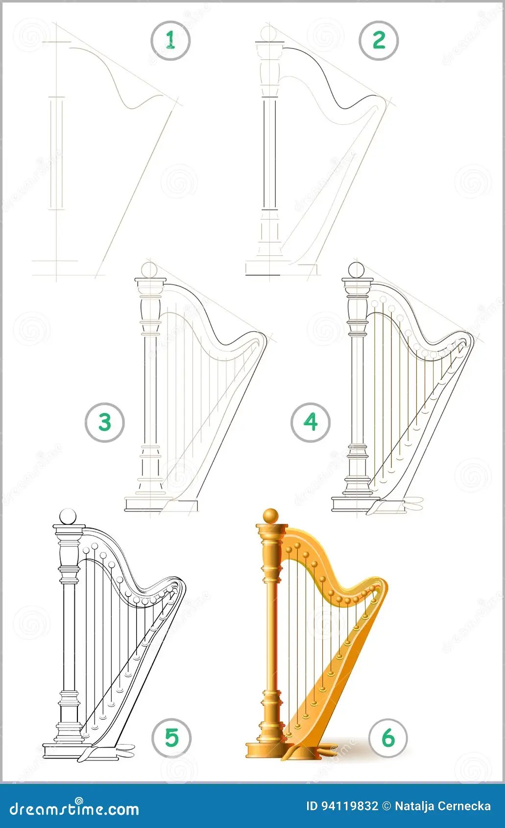 Page Shows How To Learn Step By Step To Draw Stringed
