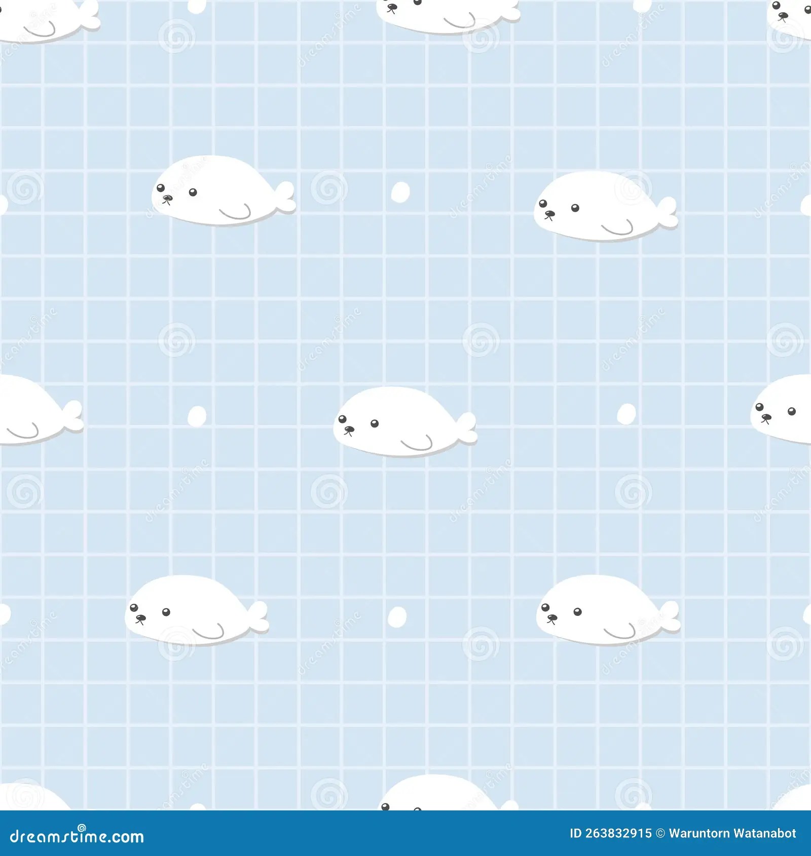 Cute Baby Seal Doodle Cartoon Pattern Stock Vector Illustration of