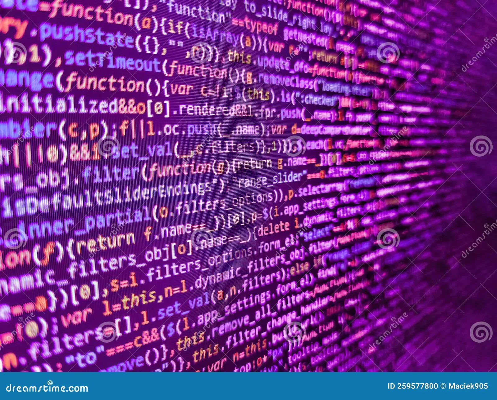 Php Code on Blue Background in Code Editor. HTML Code on Lcd Screen