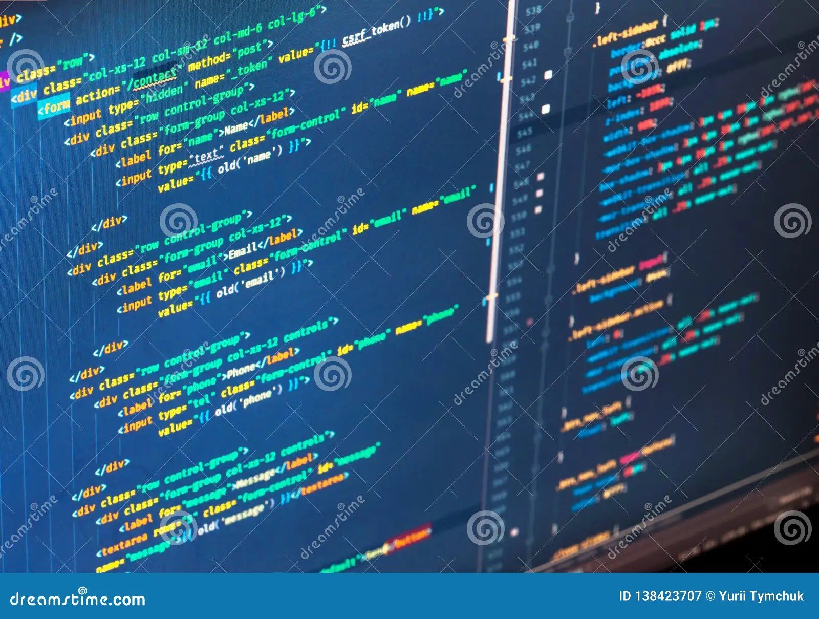 Php Code of Different Colors on Blue Background Stock Image Image of