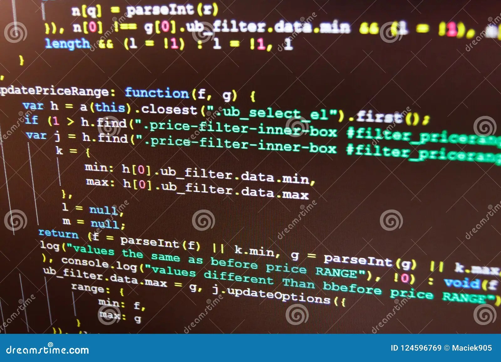 PHP Syntax Highlighted. Javascript Functions Stock Image Image of application, digital 124596769